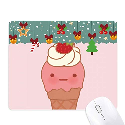 Tapis de souris Noël en caoutchouc premium au design fraises crème