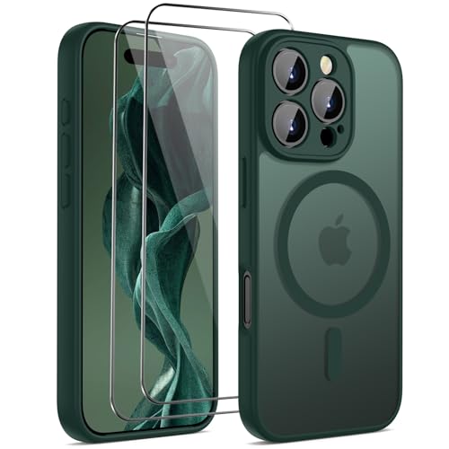 HGH 3 in 1 für iPhone 16 Pro Hülle mit Kameraschutz für Magsafe, mit 2 Schutzglas, [Militärschutz] Durchscheinende Rücks...