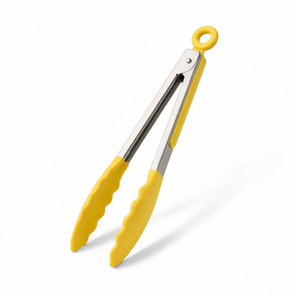 9" Nylon Kitchen Tongs Heat Resistant Non Slip Grips Stainless Steel Locking Serving Tongs for Cooking BBQ Frying Salad Pasta Baking Grilling Food Tong Utensil Dishwasher Safe Easy Control Green — view 7