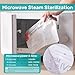 NCVI Microwave Steam Sterilizer Bag for Baby Bottles 8 Count(160 Uses), Large Reusable Travel Sterilization Pouches, Disinfection Container for Baby Teether, Pacifiers and Breast Pump Accessories