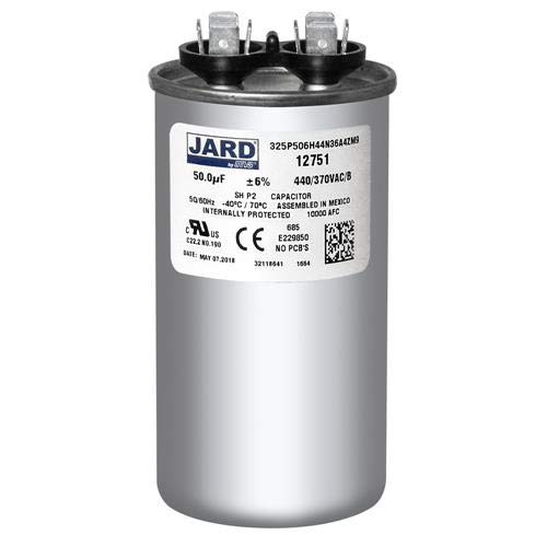(2) Pack, 50 uF x 370 or 440 VAC - Jard # 12751 Round Dual Run Capacitor