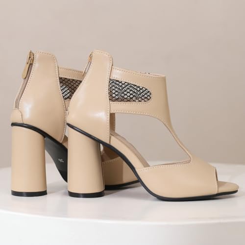 DINTAHA Open Toe Booties Caged Peep Toe Heeled Sandals Chunky Heel Cutout Summer Ankle Boots3