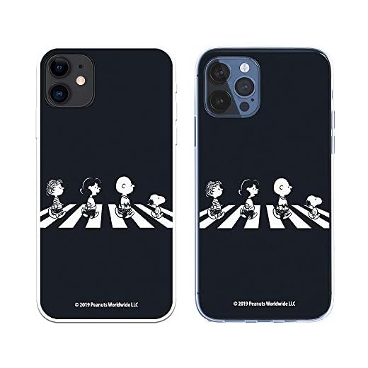 Funda para iPhone 12 - iPhone 12 Pro Oficial de Snoopy Personajes Beatles para Proteger tu móvil. Carcasa para Apple de Silicona Flexible con Licencia Oficial de Peanuts.