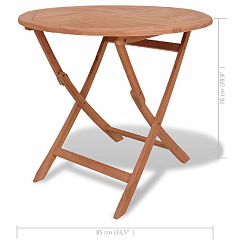 Patio Side Table, Outdoor Wood End Table Small Garden Coffee Table Waterproof Portable Folding Dining Table For Home Entertaining In The Patio Backyard Deck, 33.5"X33.5"X29.9" Solid Teak Wood #TOP4