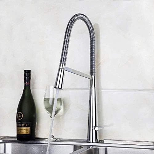 Robinet mitigeur de cuisine extractible en laiton massif chromé pivotant