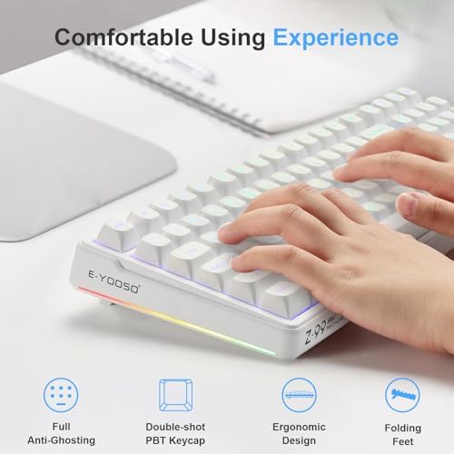 HUO JI E-Yooso Creamy Mechanical Keyboard Wired, RGB Backlit, White — view 4
