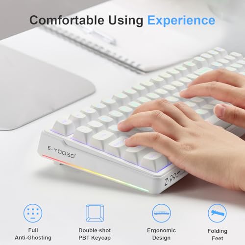 HUO JI E-Yooso Creamy Mechanical Keyboard Wired, Hot Swappable, Pre-lubed Linear Switches, Gasket Structure with Sound Dampening Foam, RGB Backlit, 99 Keys Custom Gaming Keyboard for PC/Mac,White by HUO JI - Image 5