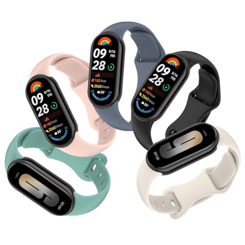 CHANRASI 5 Piezas Correas Compatible con Xiaomi Mi Band 9 y Xiaomi Mi Band 8,Correa de Recambio para Xiaomi Smart Band 8,Longitud Ajustable Pulseras Mi Band 9