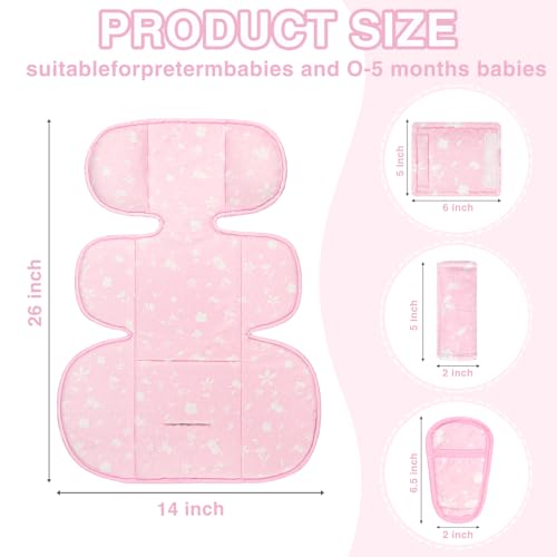 Image of Infant Car Seat Insert, 3 in 1 Ultra-Thick Newborn Carseat Insert with Strap Covers for Girls, Man Fai Sky Universal Car Seat Head Support Baby for Carseat, Strollers, Swings, Bouncer (Pink)