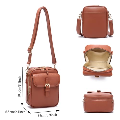 Forcipower Crossbody Bag, Crossbody Anti-Theft Leather Bag, Crossbody Wallet Phone Purse with Card Slots, RFID3