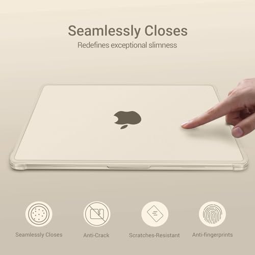 Image of MOSISO Compatible with MacBook Air 13 inch Case M5 2026 M4 2025 M3 M2 2024-2022 A3449 A3240 A3113 A2681, Seamlessly Closes Anti-Crack&Anti-Fingerprints Hard Shell for MacBook Air 13.6, Starlight Clear