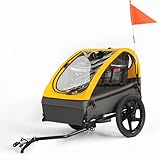 Fiximaster Kinderfahrradanhänger, Fahrradanhänger für 1-2 Kinder, Ergonomischer Sitz, Einfache Montage, Faltbar, Mit Luftreifen und Aufbewahrungstaschen