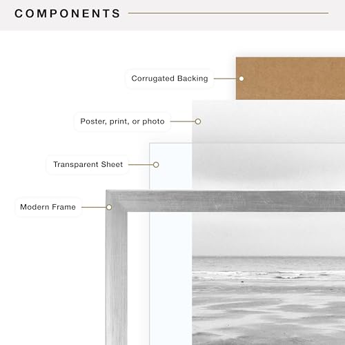 Image of MCS Foundation 18x24 Poster Frame Traditional Silver, Vertical & Horizontal Wall Hanging Large Picture Frame for Photos, Posters & Art Prints (1-Pack)