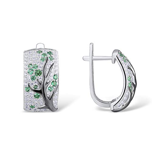 Santuzza 925 Sterling Silver Cherry Earrings Cubic Zirconia Tree Branches Dangle Earrings for Women2