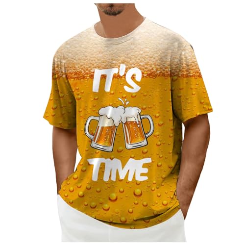 Suitable for Oktoberfest T-shirt, traditional shirt, men's vintage classic short sleeve casual summer tops, breathable lightweight tops, print, crew neck, summer clothing, yellow, XL Suitable for Oktoberfest T-shirt, traditional shirt, men's vintage classic short sleeve casual summer tops, breathable lightweight tops, print, crew neck, summer clothing, yellow, XL