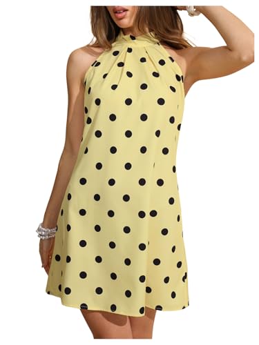 Image of Floerns Women's Sleeveless Floral Print Sundress Halter Neck A Line Short Dress