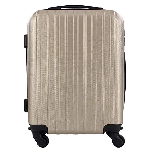 Maleta Equipaje de Mano Cabina rígida Ligera con 4 Ruedas, 55cm (Dorado)