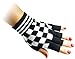 JTC Belt Unisex Half Finger Stretchy Fingerless Gloves One Size Fits Most Black & White Checkered
