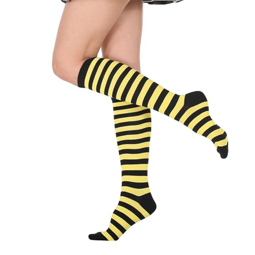 Image of Striped Knee High Socks for Women Outdoor Sport Athletic Stripe Casual Tube Socks