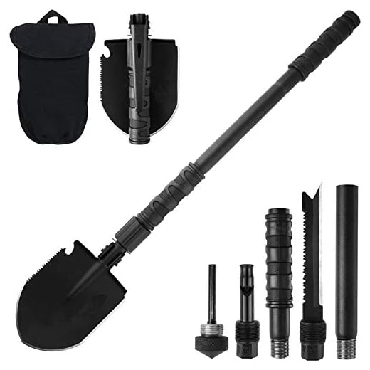 Dohiker Military Folding Shovel ,Shovel Survival Spade Entrenching Tool with Carrying Pouch Metal Handle for Camping, Hiking, Trekking, Gardening,Fishing,Backpacking