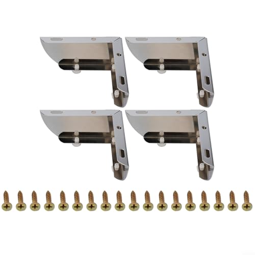 Juego de 4 patas de metal en forma de L para muebles, soporte 2 en 1 para camas, mesas, armarios, sofás y sillas con almohadillas antideslizantes, herrajes de acero al carbono resistentes (plateado)