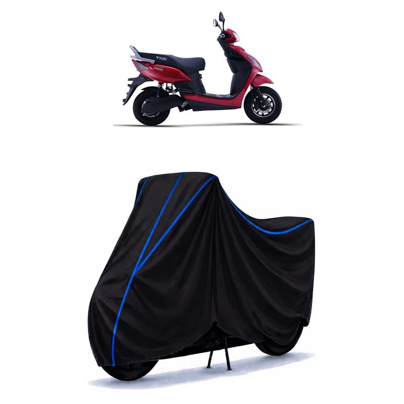 Image of Scooty Cover Water Resistant for ETrance Neo | Universal Scooter & Bike Cover | Heavy Duty UV Dust, Rain & Scratch Protection | Elastic Fit All Weather Indoor Outdoor | Black with Blue Piping