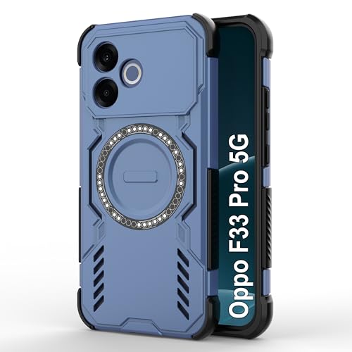 Image of Zapcase Back Case Cover for Oppo F33 Pro 5G | Magnetic Case with Built-in Metal Ring | Supports MagSafe Charger, Wallet & Car Mount | Shockproof Hybrid PC + TPU | Blue