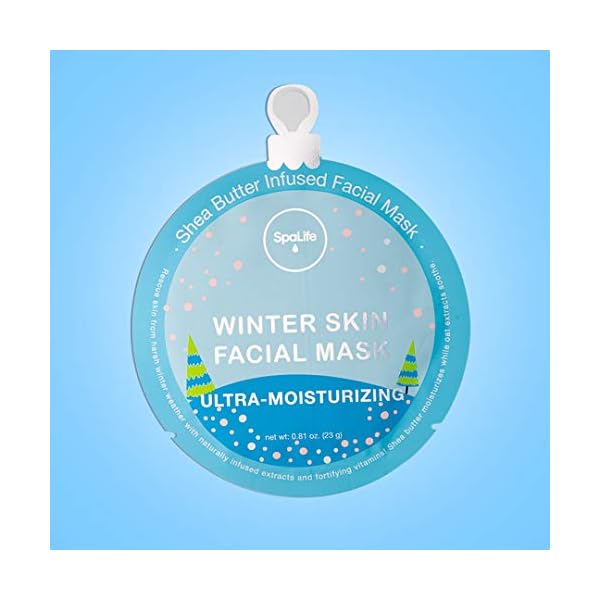 SpaLife Winter Skin Facial Mask 12-Count Set - Infused with 4 Skin-Loving Ingredients - Moisturizing and Hydrating Sheet Masks - Rejuvenating Spa Treatment for a Glowing Complexion