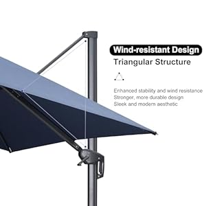 Purple leaf 10 x 13 rectangle patio umbrella outdoor large aluminum cantilever umbrella with 3 year fade resistance recycled fabric and 360 degree rotation for deck pool garden navy blue  urban country home decor