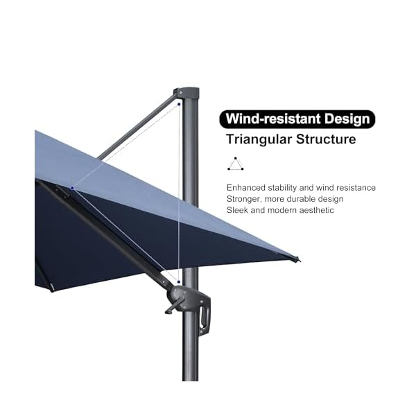 Purple leaf 10 x 13 rectangle patio umbrella outdoor large aluminum cantilever umbrella with 3 year fade resistance recycled fabric and 360 degree rotation for deck pool garden navy blue  urban country home decor