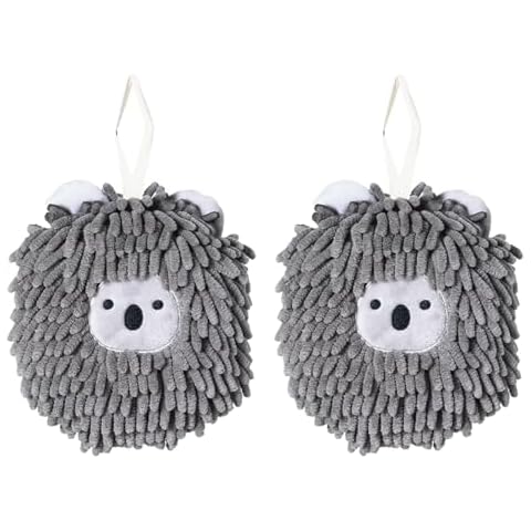 2-Pack of Microfiber Hanging Hand Towels, Super Absorbent and Quick-Drying, Soft Plush Hand Towels with Hanging Loops for Bathroom and Kitchen (Grey) Cover