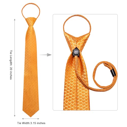 Image of Hi-Tie Zipper Ties for Men Pre-tied Tie Set Lapel Pin Pocket Square and Cufflinks Formal Business Wedding Adjustable Necktie