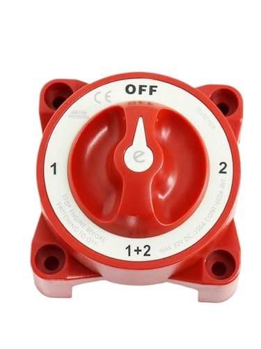 CHMIFTNX Boat 4 Position 32V 350 Amp Vehicles Ignition Protected Dual Battery Isolator Waterproof Red Square Switches