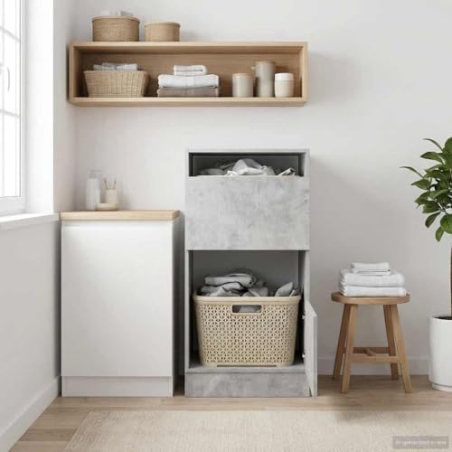 Armario para la colada de hormigón con puerta y 4 compartimentos, moderno armario multiusos para baño y dormitorio, espacio de almacenamiento compacto con bisagras robustas, ahorra espacio y es