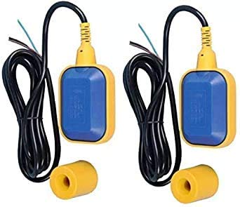 OCEAN STAR Float Level Switch | Float Switch Fluid Level Controller Wired Magnestic Sensor Square Head Float Switch Water Level Controller WLC Cable Floaty (3 m, Medium, Blue and Yellow)-Pack of 2