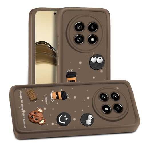 Image of AESTMO Back Case Cover for Realme 13 Pro /Pro Plus / 14 Pro Lite 5G | Cute Fun Cartoon 3D Ball | Coffee Silicone Case | Full Body Protection | Camera Protection Back Cover (Brown)