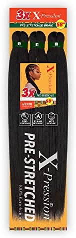 Sensationnal Braids XPRESSION 3X Pre-Stretched Braid 58 inches (3-pack, 1B)