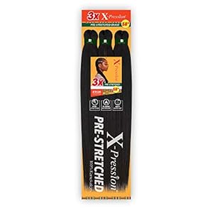 Sensationnal Braids XPRESSION 3X Pre-Stretched Braid 58 inches (3-pack, 1B)