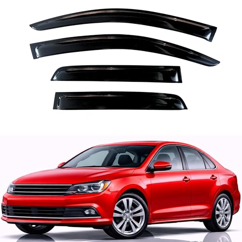 Image of KPY Rain Guards Fit for 2011-2018 Volkswagen Jetta, Out-Channel Window Visors Vent Wind Deflectors 4PC, Car Accessories for 11-18 VW Jetta