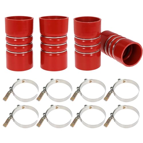 Image of Silicone Charge Air Cooler Hump Hose Boot Set 3 inch X 6 inch with T Bolt Clamp Red 4PCS