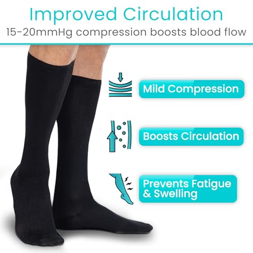 Image of Vive Compression Dress Socks for Men & Women Graduated Compression Knee High Stockings - For Swelling, Varicose Veins, Enhanced Circulation, Airplane Travel, Athletic, All-Day Wear