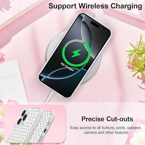 Coque iPhone 14 Pro Max silicone fin blanc à pois QLTYPRI