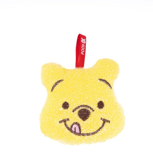 Image of Winnie-Bear-Pooh Sponge with Holder - Non-Scratch Shiny Dish Sponges, Multi-Purpose & Durable, Scrub Sponge for Cleaning Dishes, & Hard Stains | Size: 11 cm x 11 cm - 2 Packs