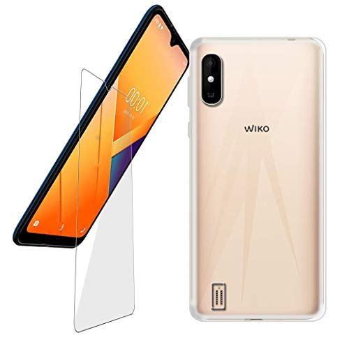 TIANDIMY pour Wiko Y81 Coque + Verre trempé Protection écran (6.2 Pouce), Transparent Case Silicone TPU Cover Souple Etui Housse Bumper avec 9H Film...