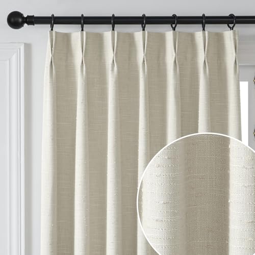 Maison Colette Pinch Pleat Linen Texture Sheer Curtain for Bedroom,Back