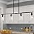Yarlkav Kitchen Island Lighting, 4 Lights Linear Chandeliers Pendant Light Fixtures for Dining Room Farmhouse Hanging Light with Glass Shades(Black)