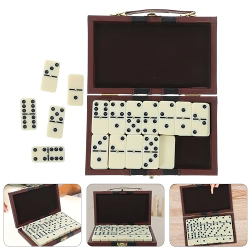 Milisten Dominoes Entertainment Toy Classic Dominos Game SET BUILDING DOMINOES BLOCK TOYS Professional Tournament Domino Holiday Party Entertainment Game with Wooden Box Retro Dominoes Game