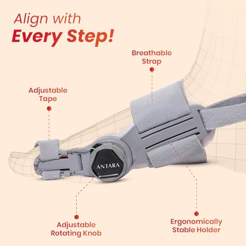 Image of AGEasy Antara Bunion Corrector Orthopedic Toe Straightener with Adjustable Rotating Knob, Universal Fit for both Left and Right Feet (One Size - Pack of 2)