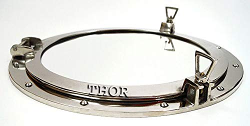 THOR INSTRUMENTS Silver Metal Porthole Nautical Wall Mirror Vintage Bathroom & Home Decor 24" Rustic Vintage Home Decor Gifts - Image 3