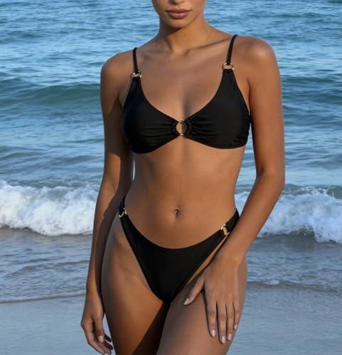 Image of Sexybody Women's 3 Piece Swimsuit Halter String Bikini Tie Side Mesh Short Sleeve Bathing Suits